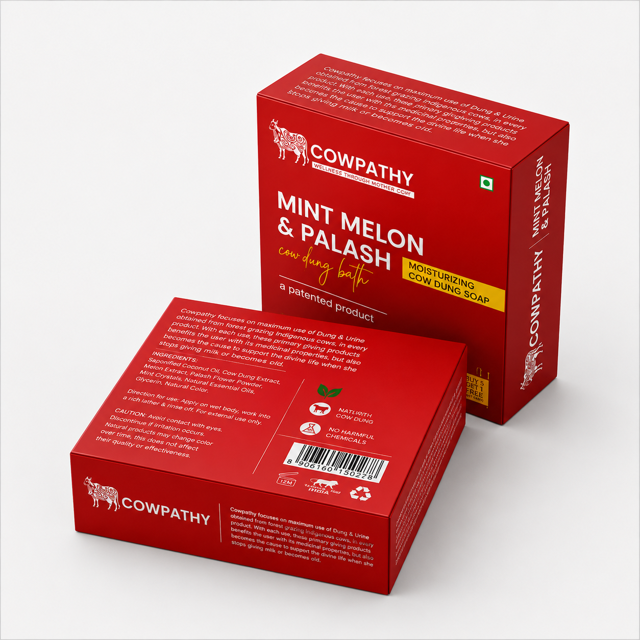 Cow Dung Soap Mint - Melon - Palash