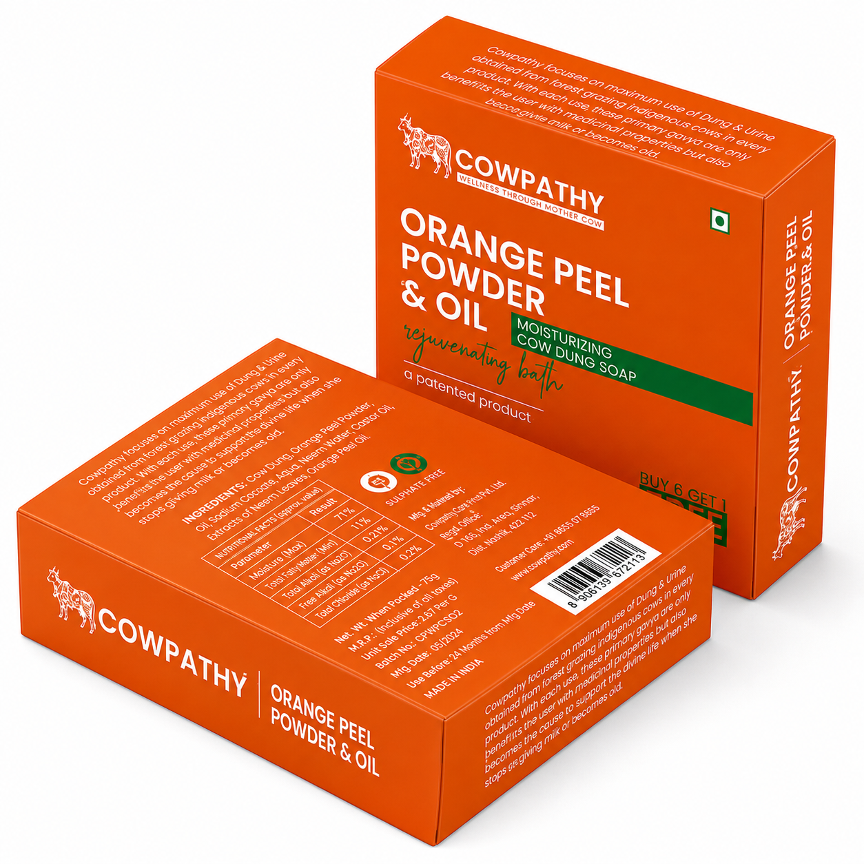 Cow dung Soap Orange peel - Orange oil