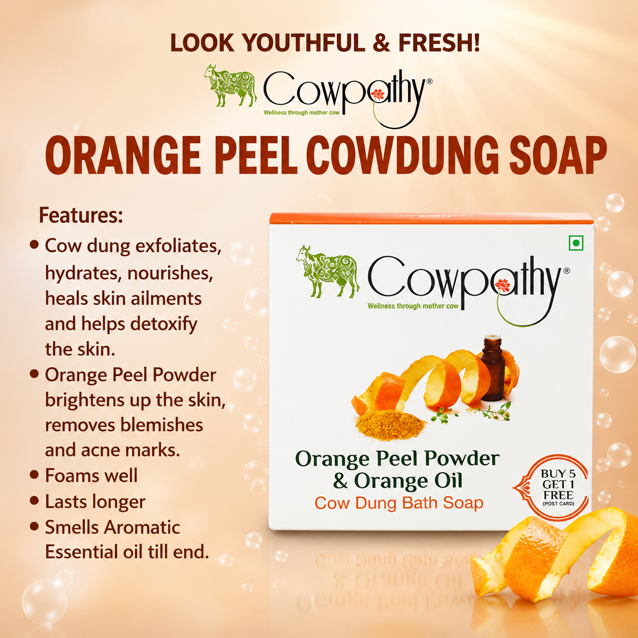 Cow dung Soap Orange peel - Orange oil